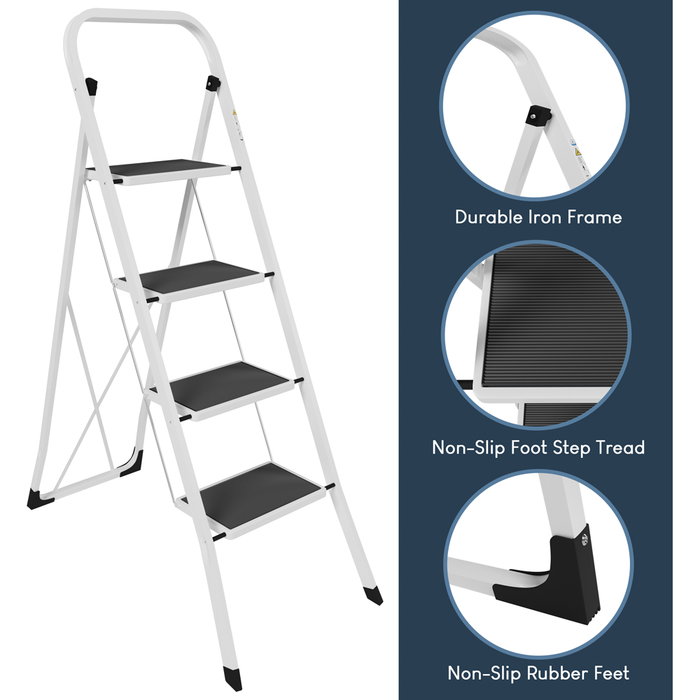 HOME VIDA White 4 Step Ladder Image 4