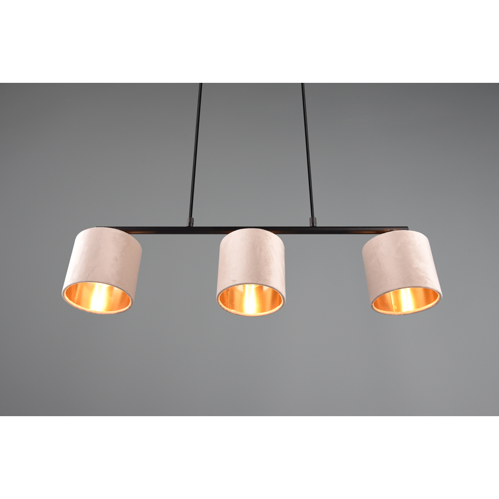 TRIO Julieta 3 Light Matt Black and Smoked Glass Ceiling Pendant Light Image 5