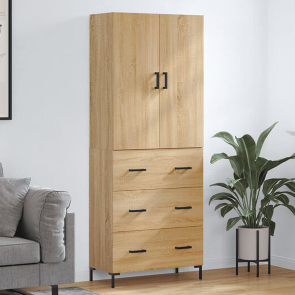 vidaXL 4 Door Sonoma Oak Highboard Image 1