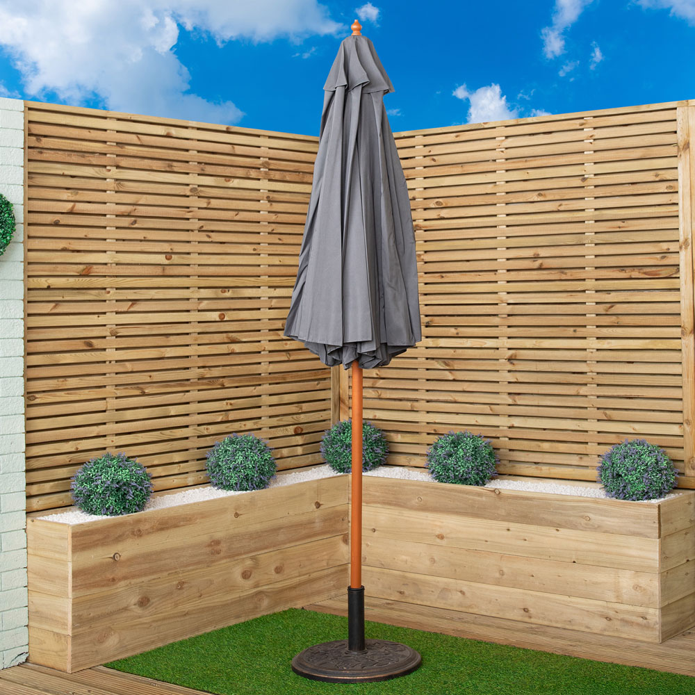 Samuel Alexander Grey Wooden Garden Sun Shade Parasol with Carry Bag 2.7m Image 9
