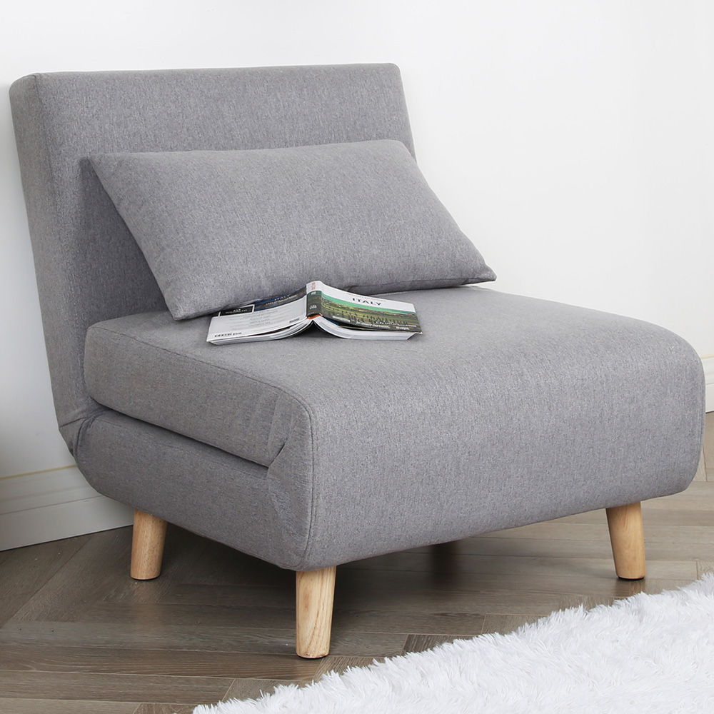 Aurora Single Sleeper Grey Linen Sofa Bed Image 1