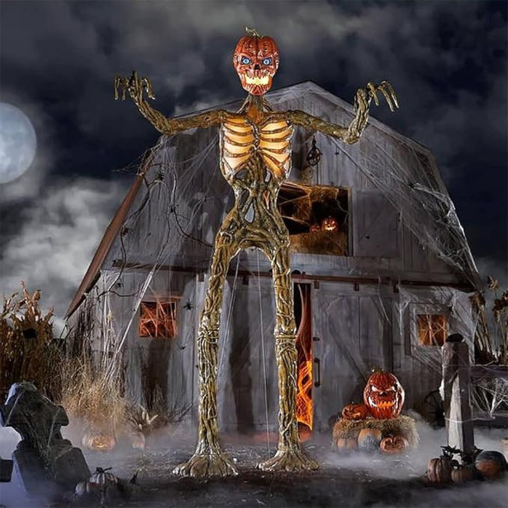 Home Accents LCD Standing Inferno Pumpkin Skeleton Halloween Decoration 12ft Image 7