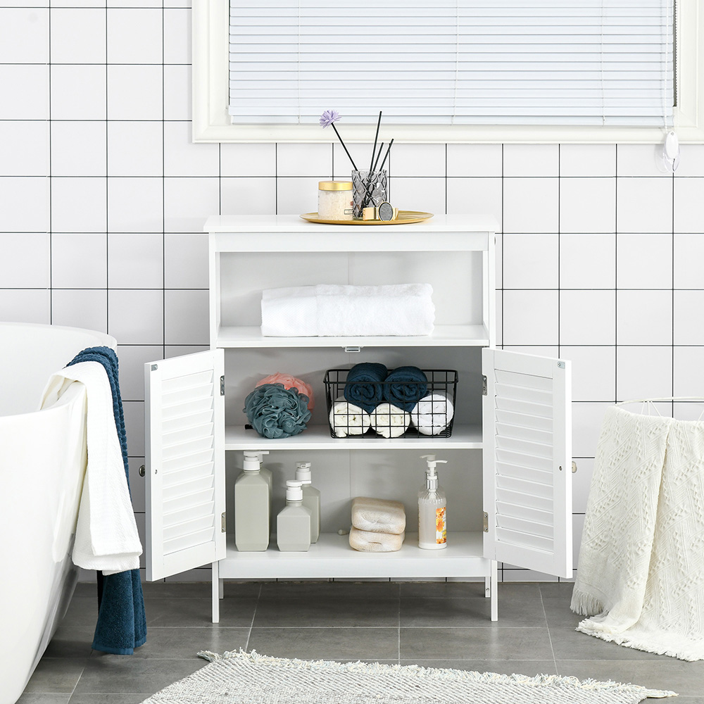 Kleankin 2 Door White Floor Cabinet Image 4