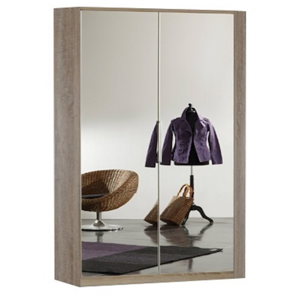 TJ'S Venice 2 Door Oak Mirrored Corner Wardrobe Image 2