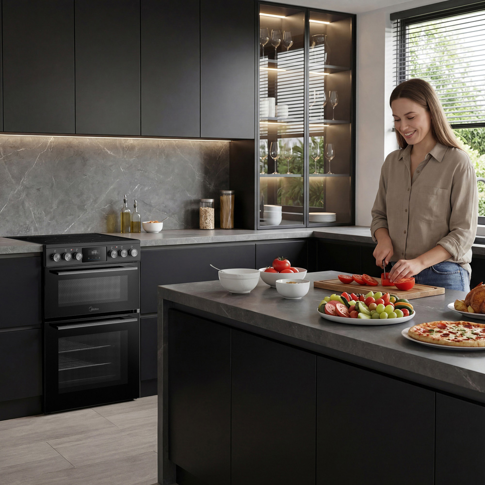 Midea MFO24EME4R118-BK Black 60cm Double Oven Freestanding Cooker with Ceramic Hob Image 5