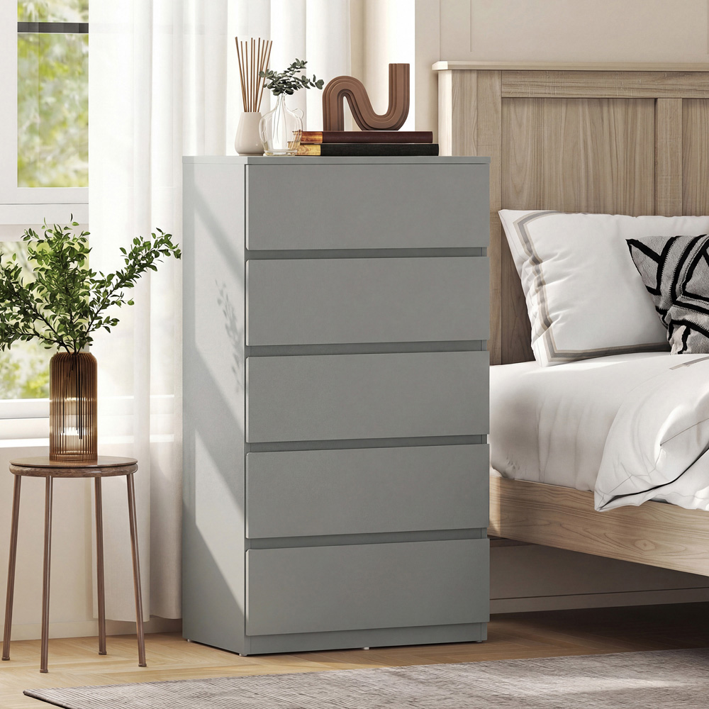 Portland 5 Drawer Grey Chest of Drawers Image 7
