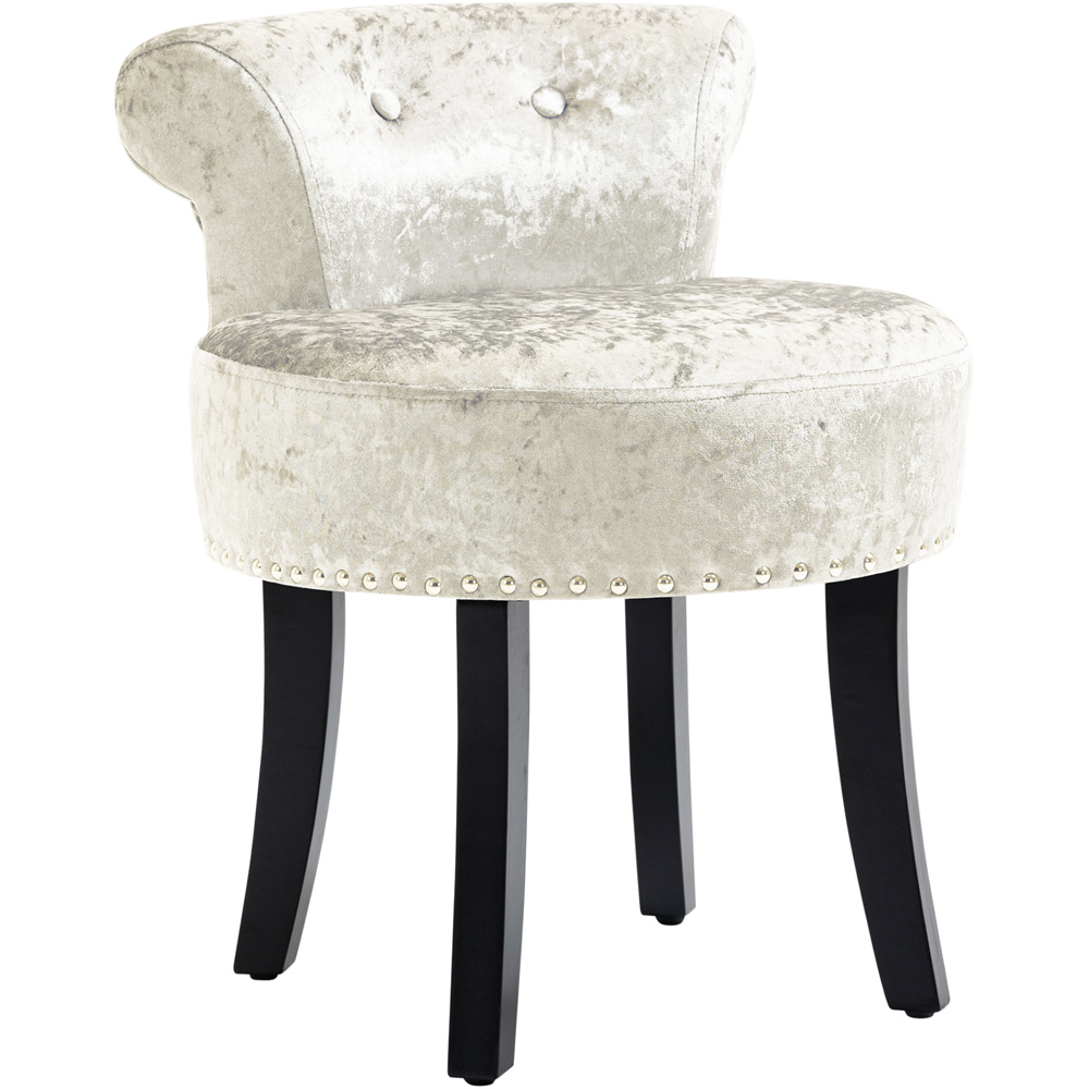 Portland Beige Vanity Seat Dressing Table Stool with Rubber Wood Legs Image 2