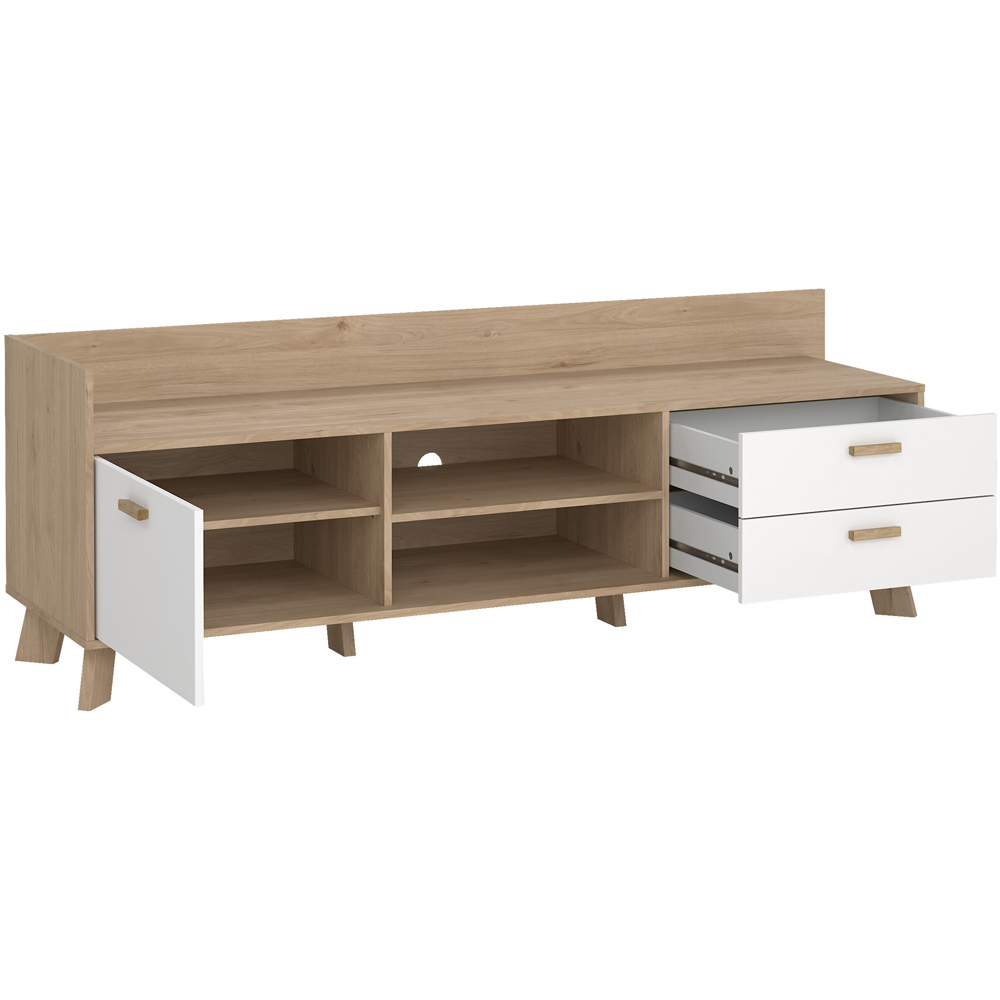 Furniture To Go Ikast Single Door 2 Drawer White and Brown TV Unit Image 4