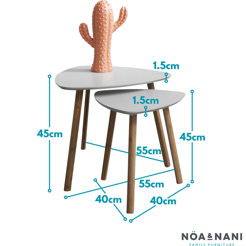 Noa and Nani Malme Silk Grey and Natural Pine Nest of Tables Set of 2 Image 8
