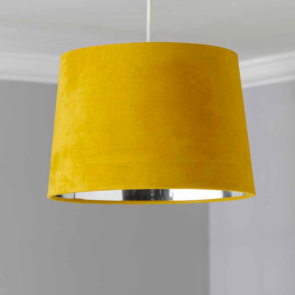 Wilko Mustard Silver Velvet Light Shade Wilko