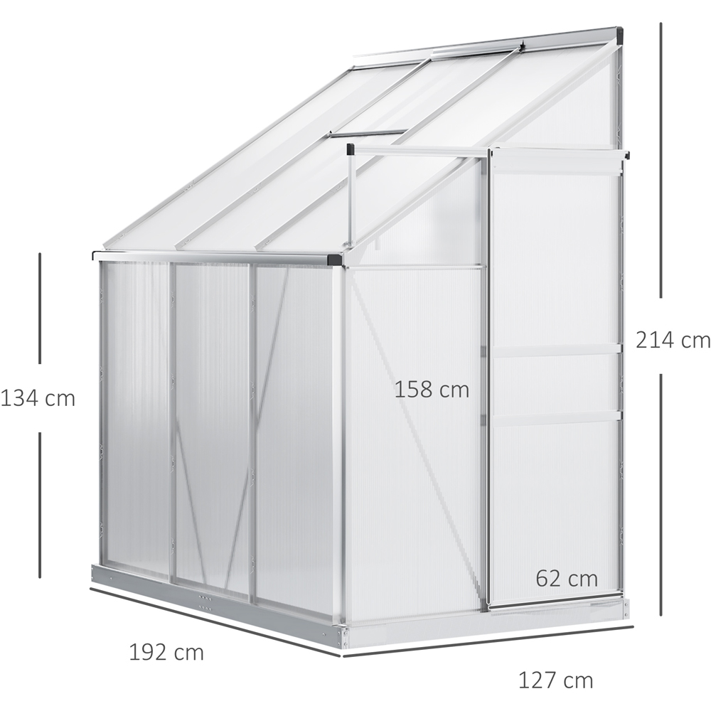 Outsunny 6 x 4ft Lean to Wall Polycarbonate Aluminium Walk-In Greenhouse Image 8