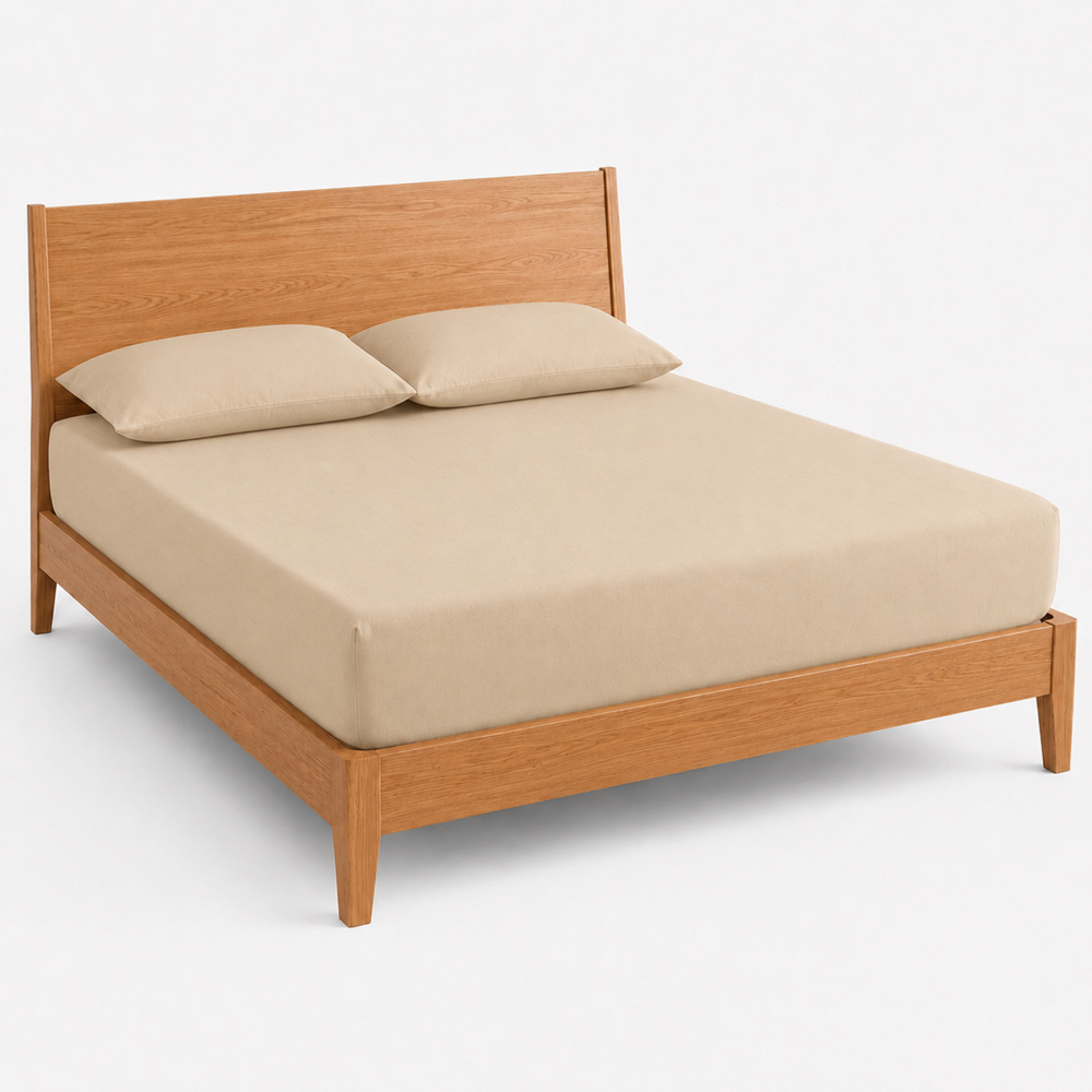 MHG Living Super King Size Beige 30cm Deep Pocket Fully Elasticated Fitted Sheet Image 2
