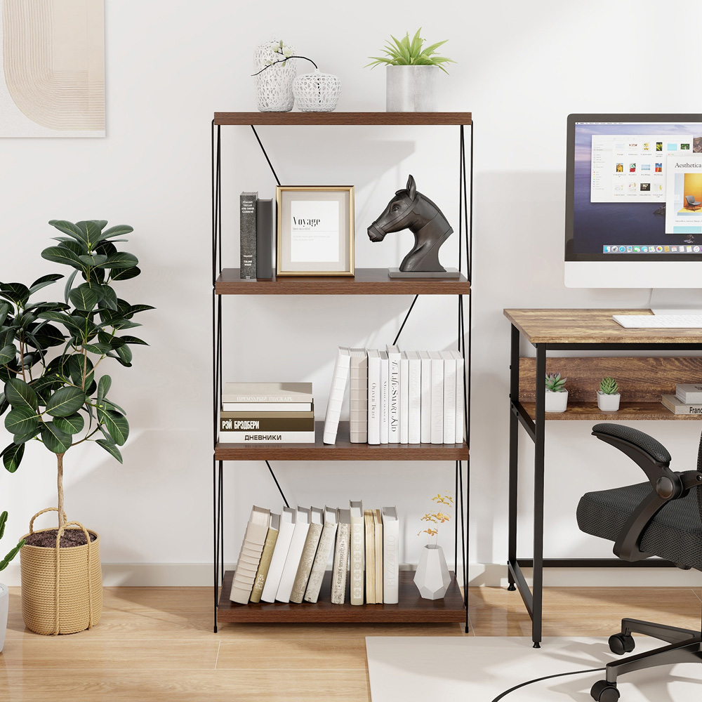Costway 4 Shelf Brown Multipurpose Bookcase Image 4