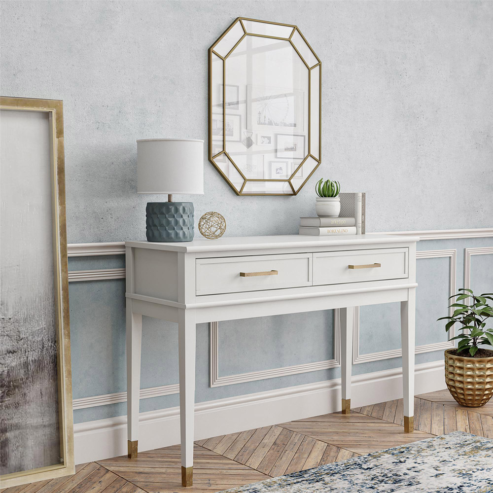 Dorel Home Westerleigh 2 Drawer White Console Table Image 7