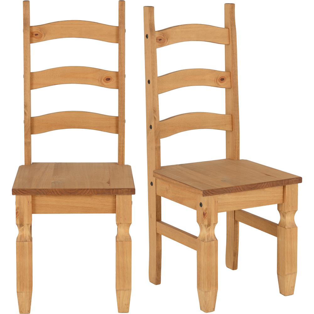 Seconique Corona Set of 2 Distressed Waxed Pine Dining Chair Image 3