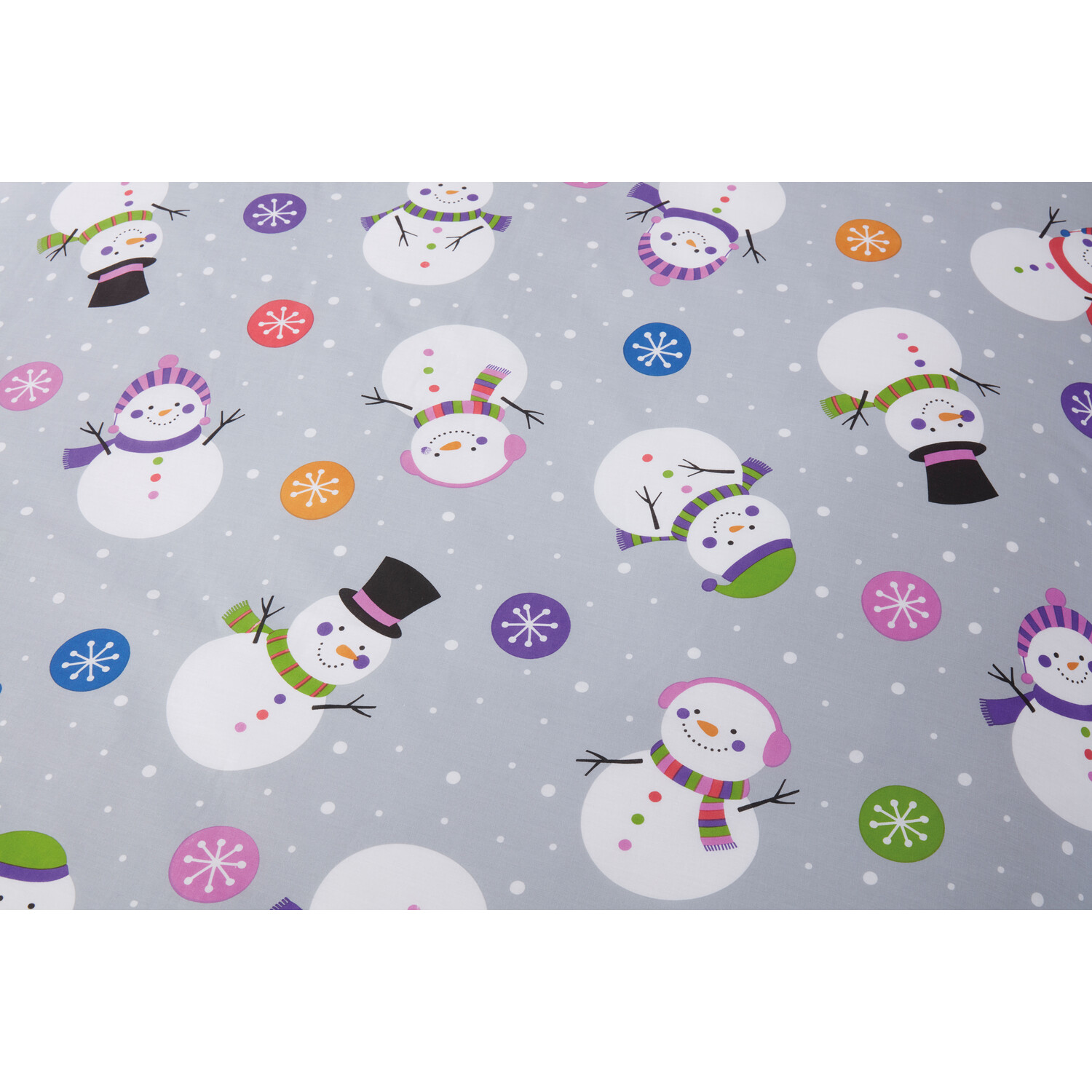 Snowmen Duvet Cover and Pillowcase Set - Grey Image 5