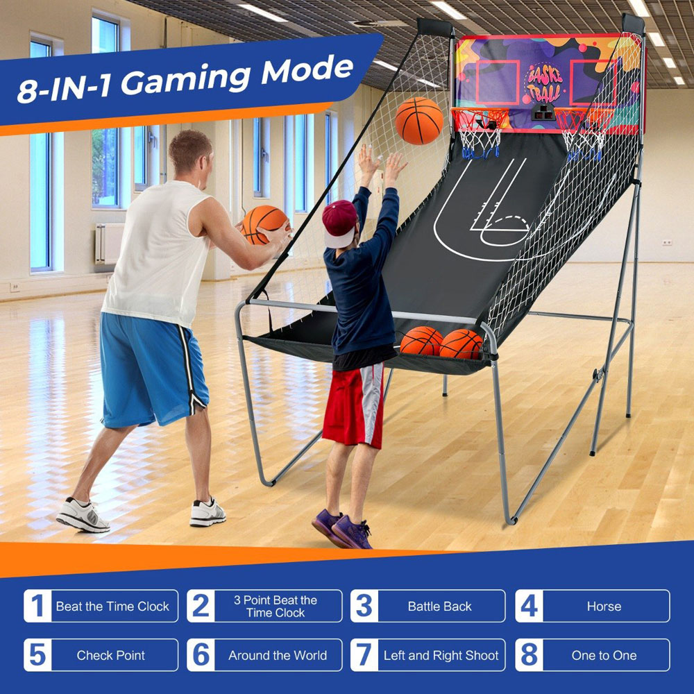 Costway Purple Foldable Basketball Arcade Game Image 4