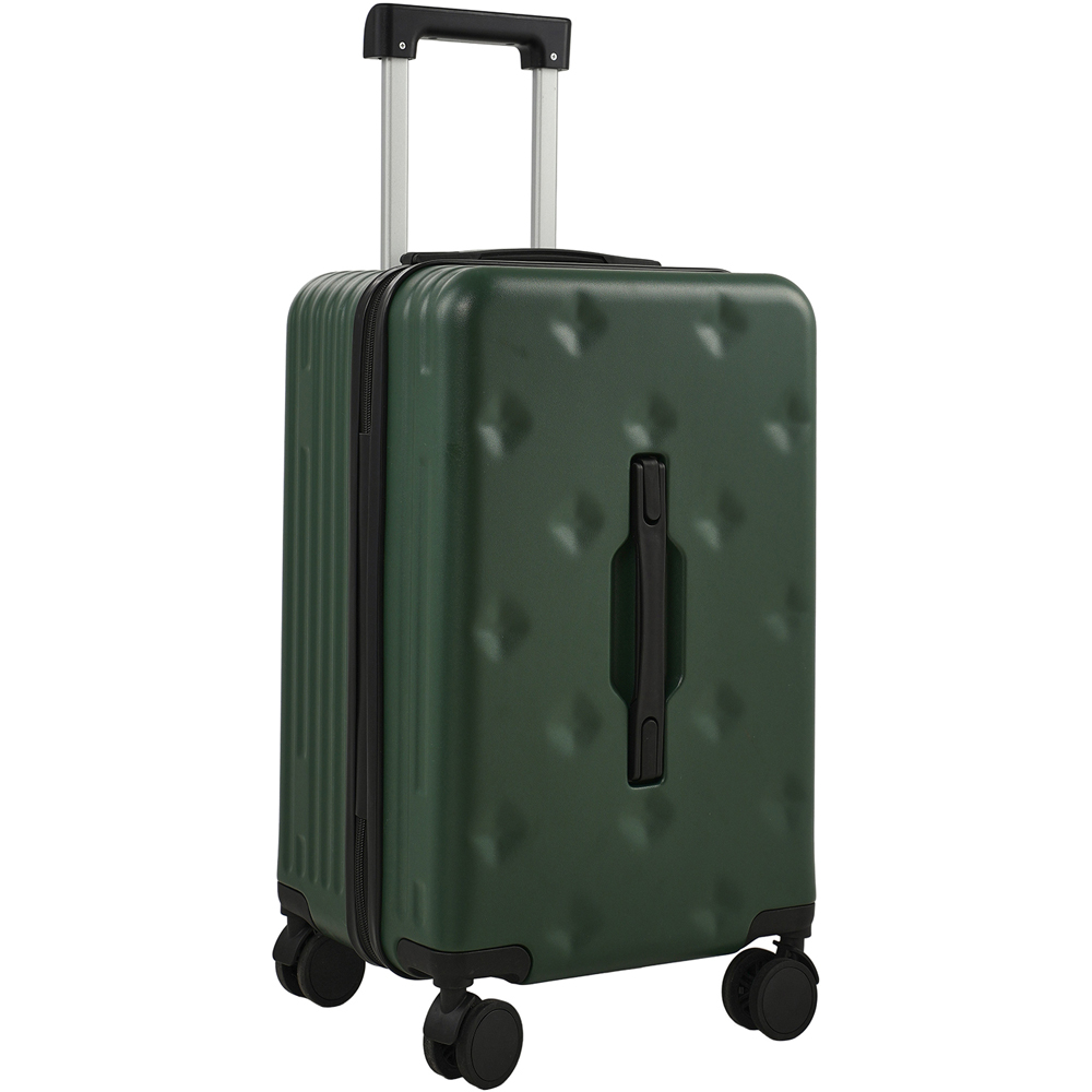 H&O Direct Green ABS Hard Shell Suitcase with Cup Holder USB Port and Stickers 20 inch Image 1