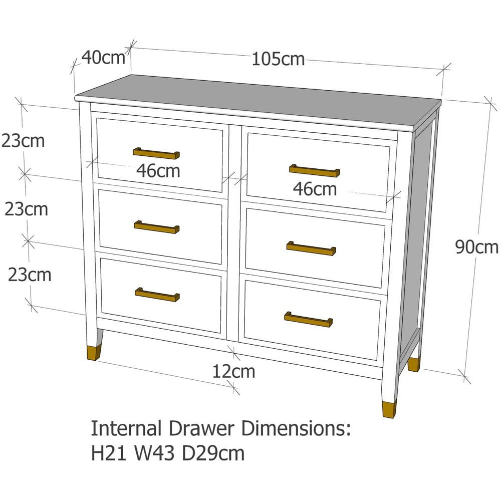 Palazzi 6 Drawer White Chest of Drawers Image 9