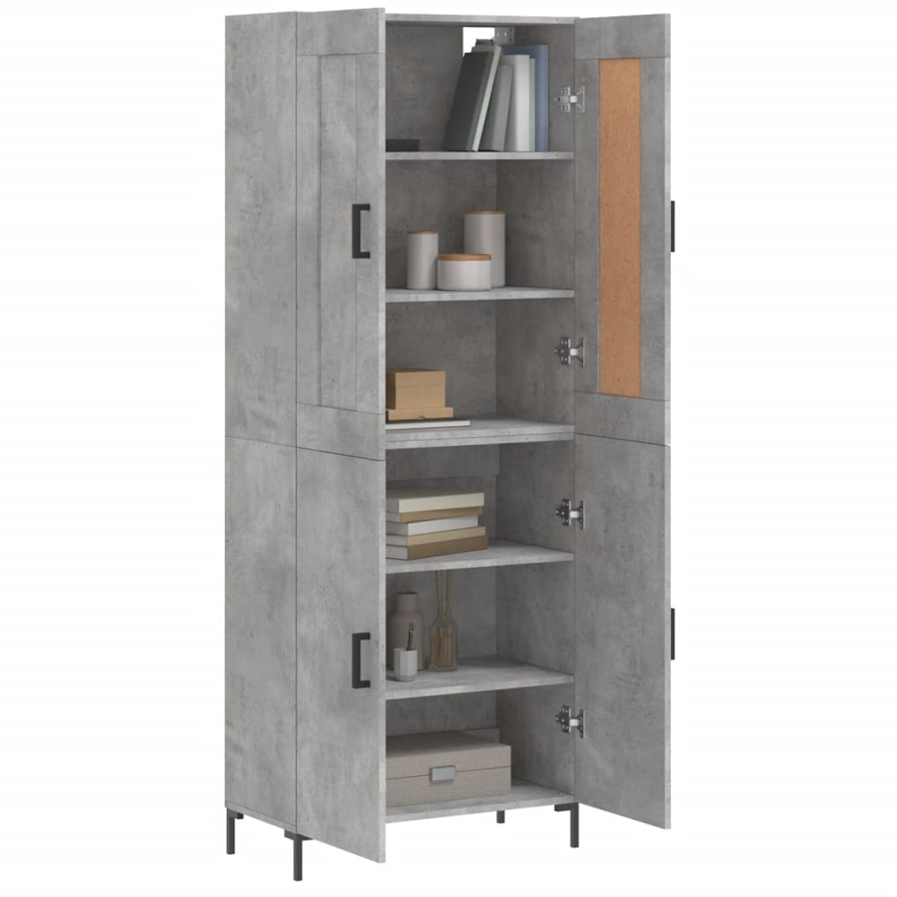 vidaXL 4 Door Concrete Grey Highboard Image 3
