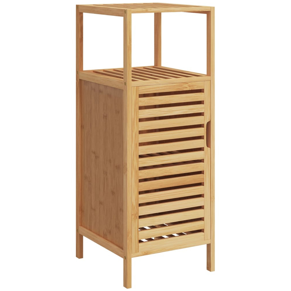 vidaXL Single Door Single Shelf Bamboo Bathroom Cabinet Image 2