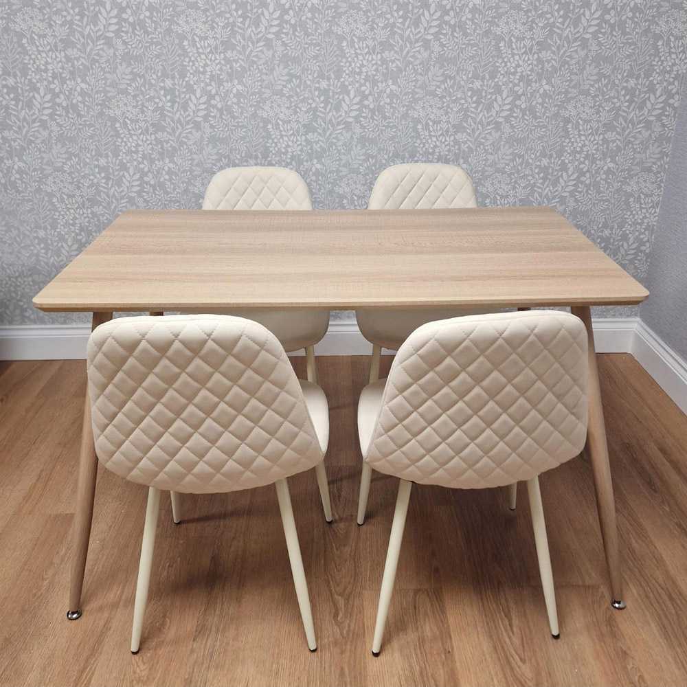 Kosy Koala 4 Seater Faux Leather Dining Set Cream Image 4