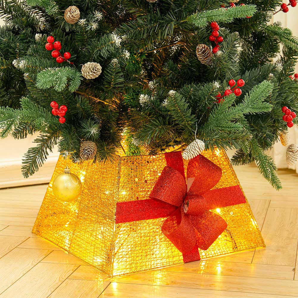Living and Home Gold and Red Square Christmas Tree Collar Basket Image 4