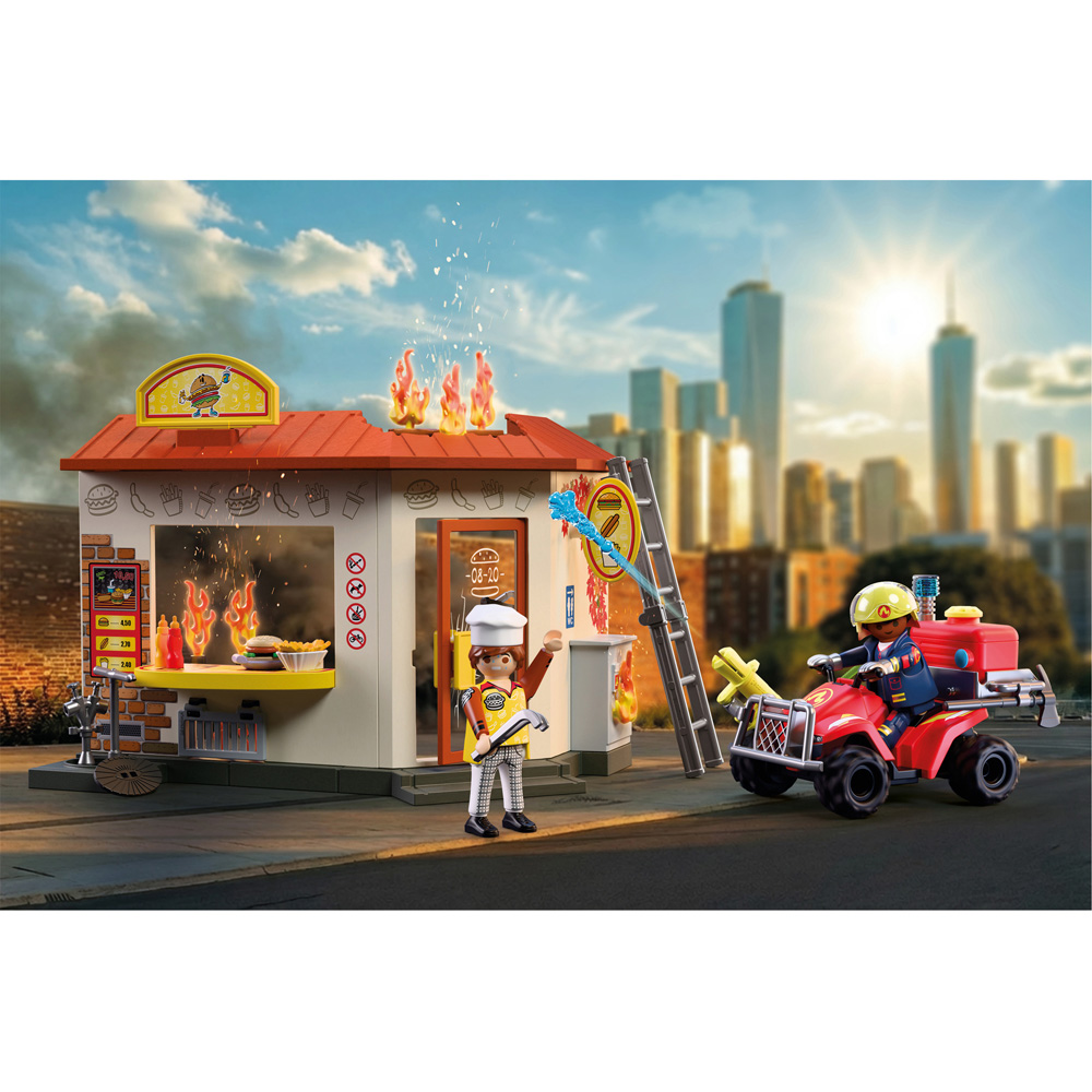 Playmobil Fire Quad with Burger Shop Play Set 100 Piece Image 5