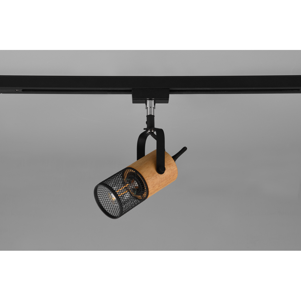 TRIO Tosh Black Matt and Natural Wood Outdoor Light Image 5