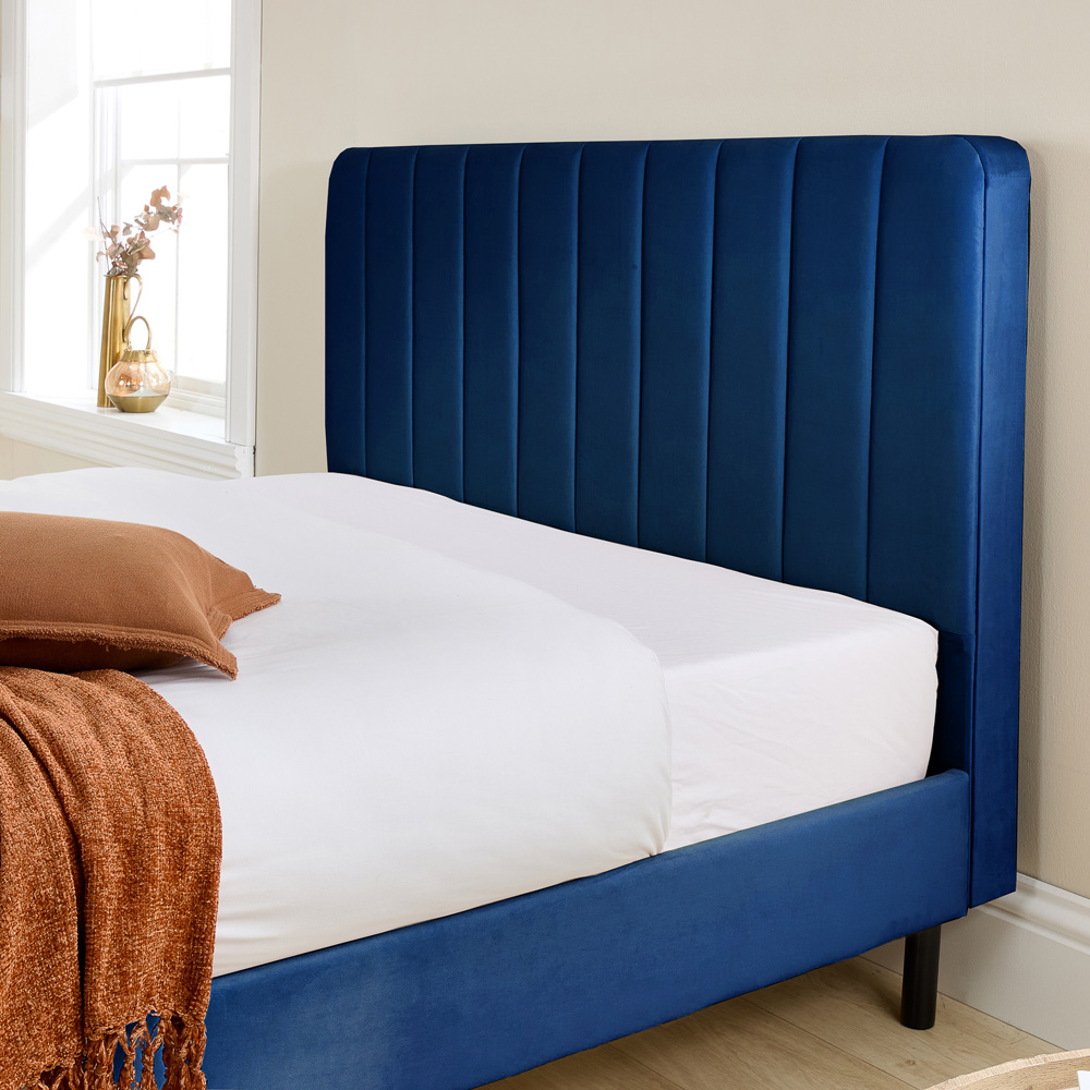 Aspire Furniture Rosella King Size Navy Plush Velvet Bed Frame Image 3