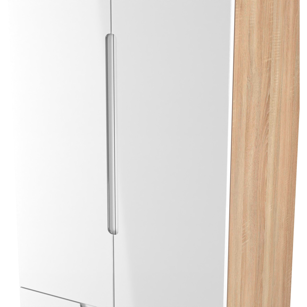 Crowndale Milan 2 Door 2 Drawer White Gloss and Bardolino Oak Tall Wardrobe Ready Assembled Image 5
