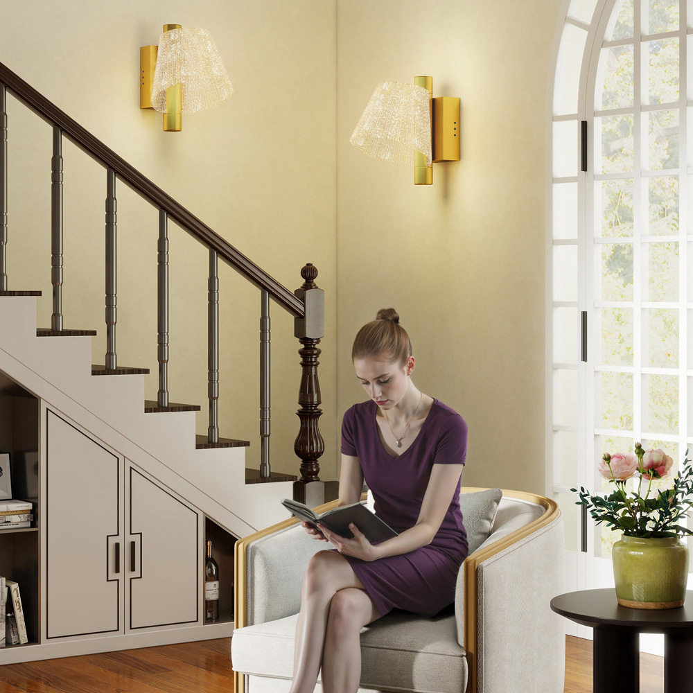 HOMCOM Gold Modern Starry LED Wall Light 2 Pack Image 4