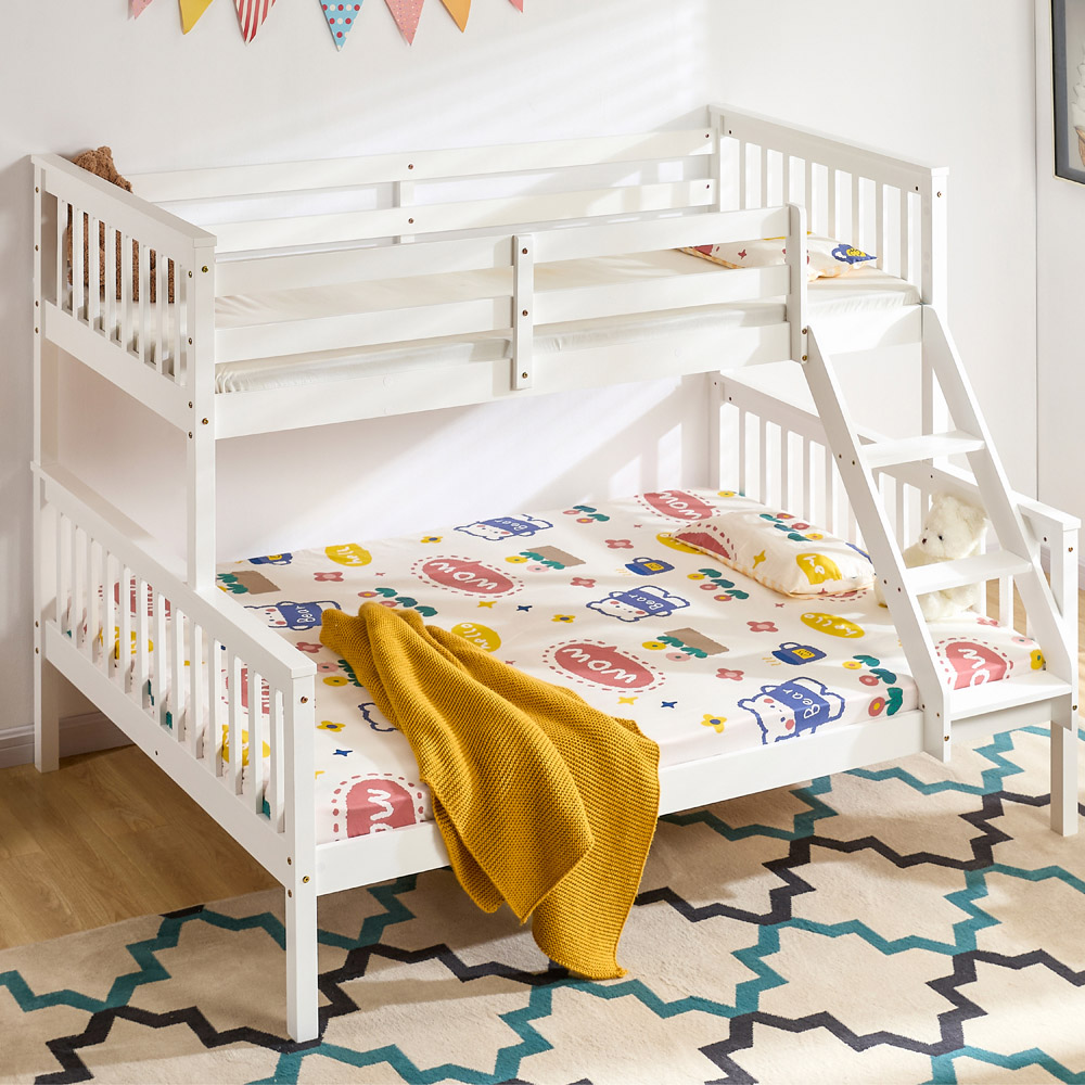 VIDA DESIGNS Milan White Triple Sleeper Bunk Bed with Foam Mattress Image 1