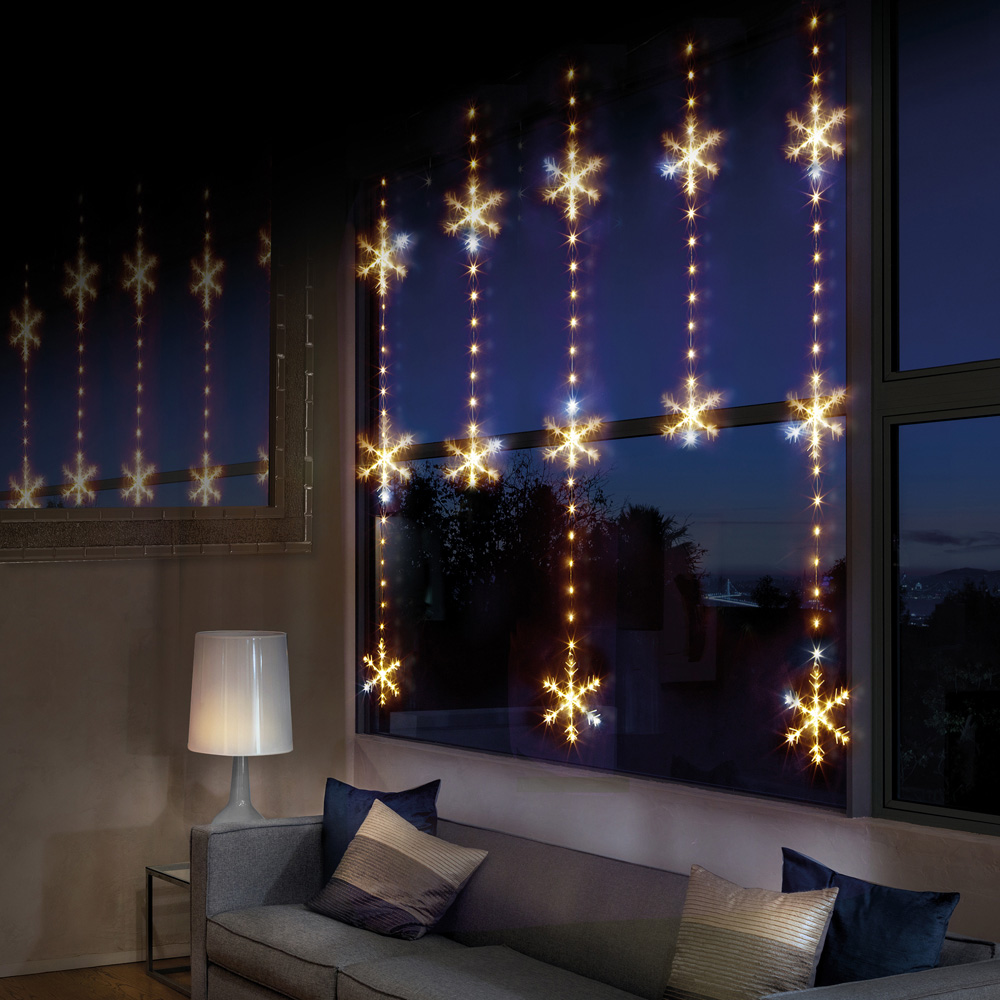 Premier 390 LED Warm White Snowflake Curtain Light Image 1