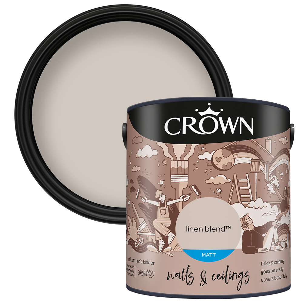 Crown Walls & Ceilings Linen Blend Matt Emulsion Paint 2.5L Image 1