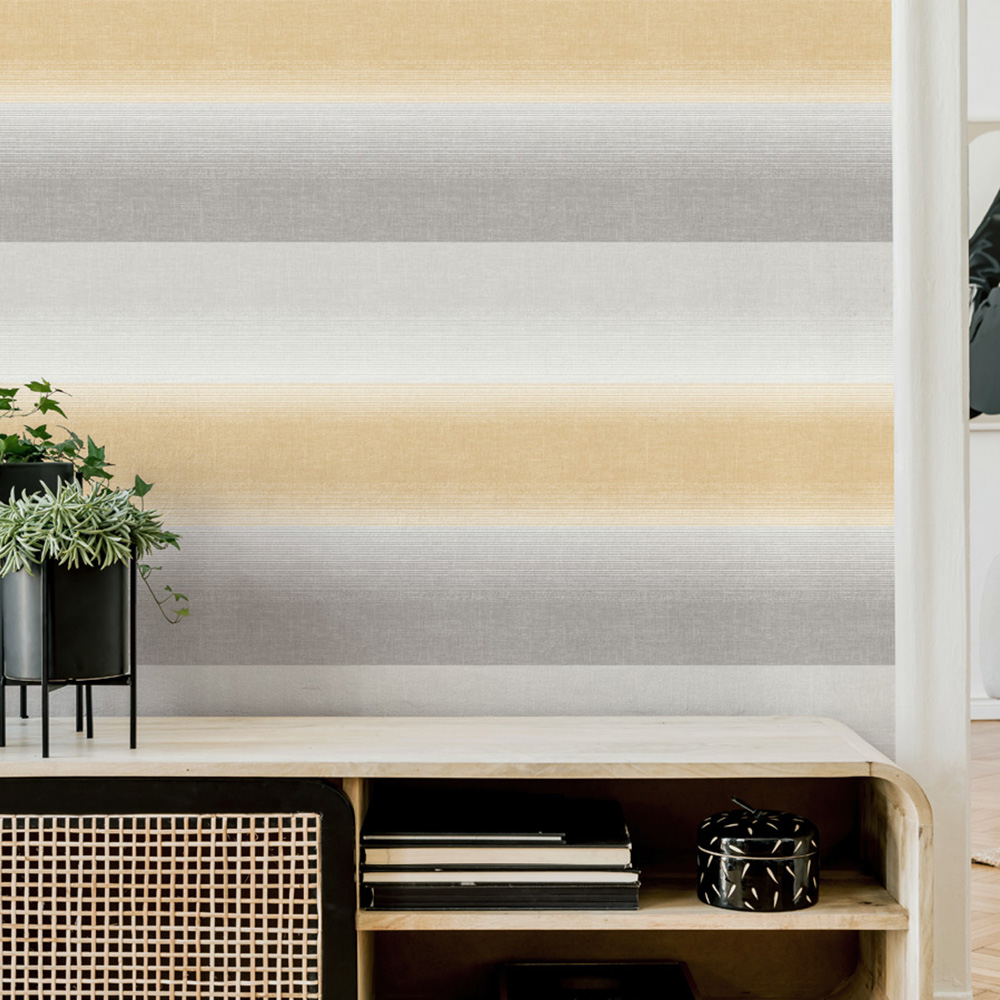 Fine Decor Kirby Stripe Mustard Wallpaper Image 4