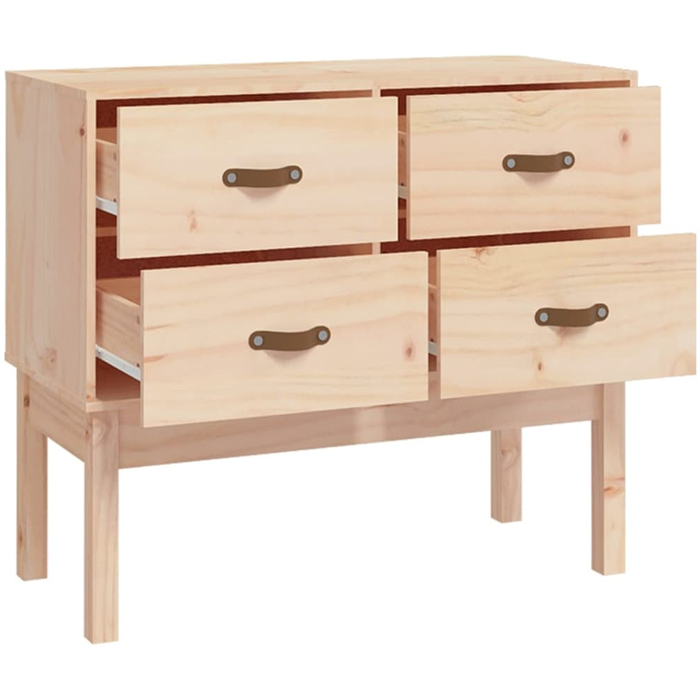 vidaXL 4 Drawer Brown Solid Pine Wood Console Cabinet Image 4