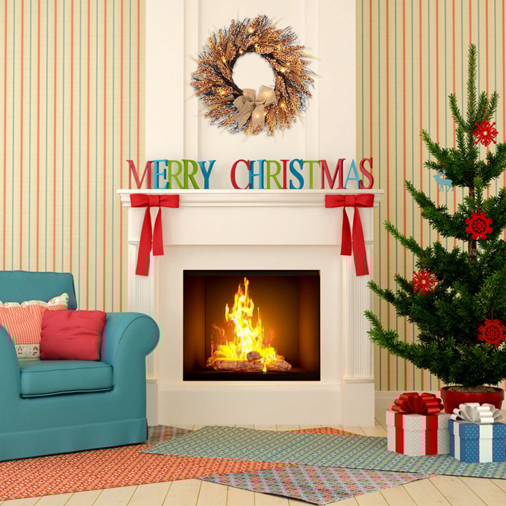 Living and Home LED Wreath with Golden Wheat Ears 50cm Image 6