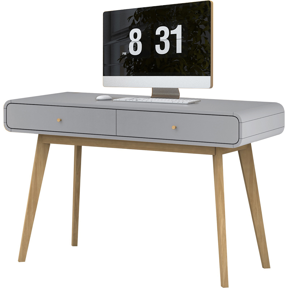 Loft24 Cassie 2 Drawer Grey Writing Desk Image 5