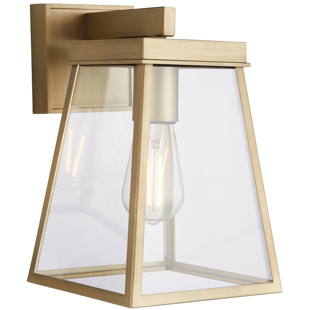 Merano Venice Brushed Gold Clear Glass Outdoor Wall Lantern Image 3