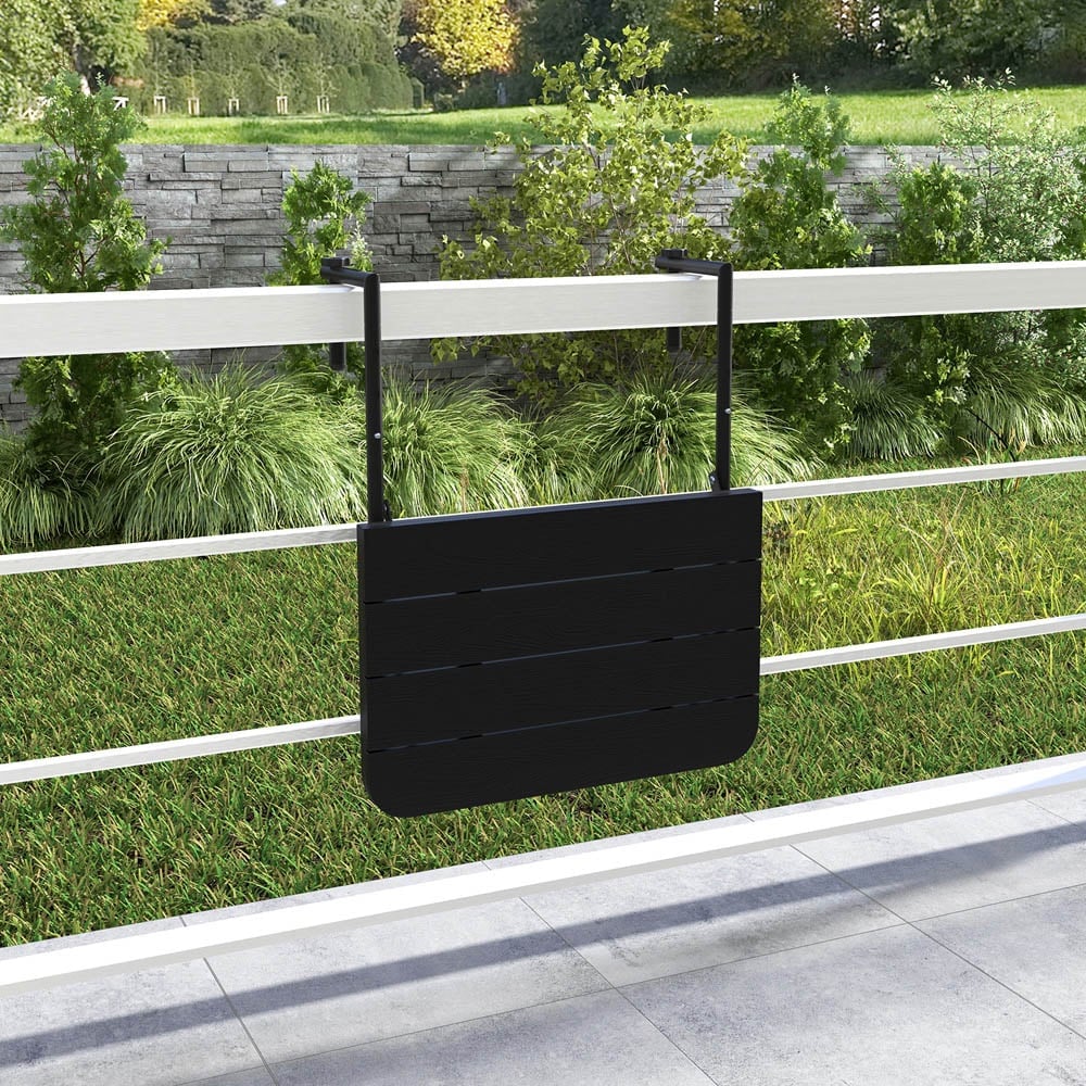 Costway Black Height Adjustable Railing Table Image 5