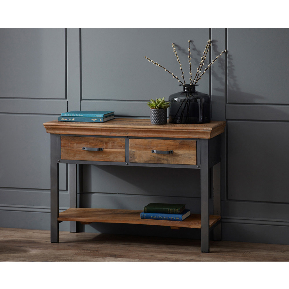 Brooklyn Malalia 2 Drawer Single Shelf Brown Console Table Image 5