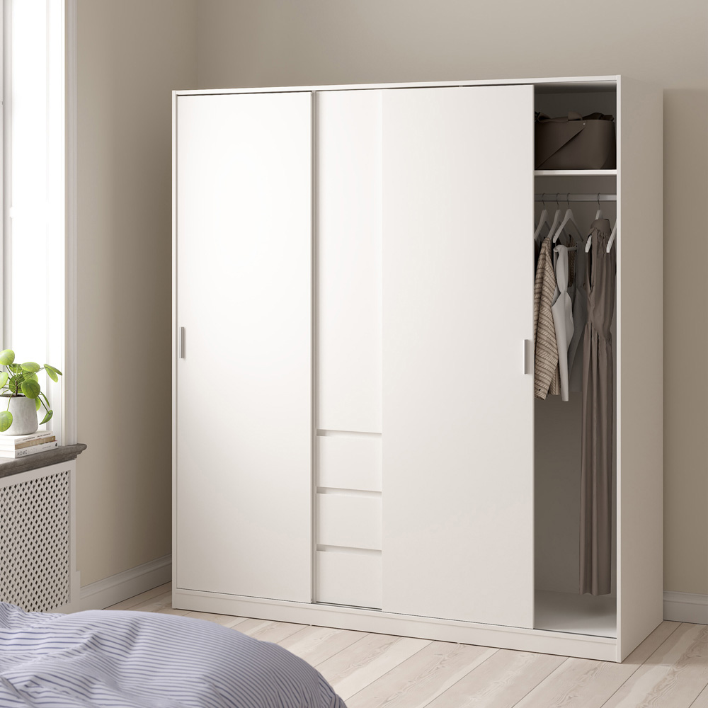Furniture To Go Naia 3 Door 3 Drawer White Wardrobe Image 5
