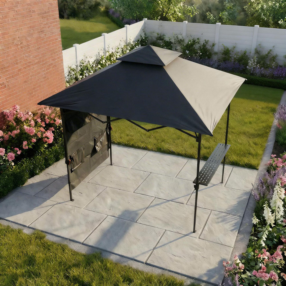 Home Source Verano 2.5 x 1.6m Black Folding BBQ Gazebo with Accessories Image 6