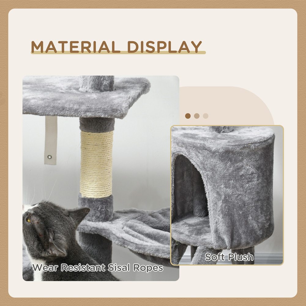 PawHut Grey 5 Tier Cat Tree with Toys Image 5