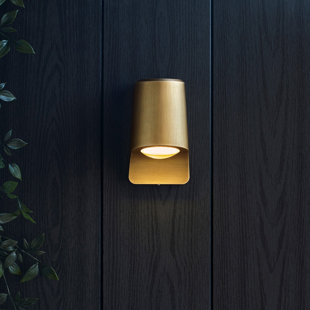 Merano Verona Brushed Gold Frosted Glass Outdoor Wall Lamp Image 9