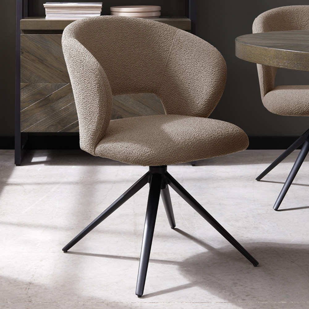 Bentley Designs Stella Mocha Beige Boucle Fabric Swivel Chair Image 1