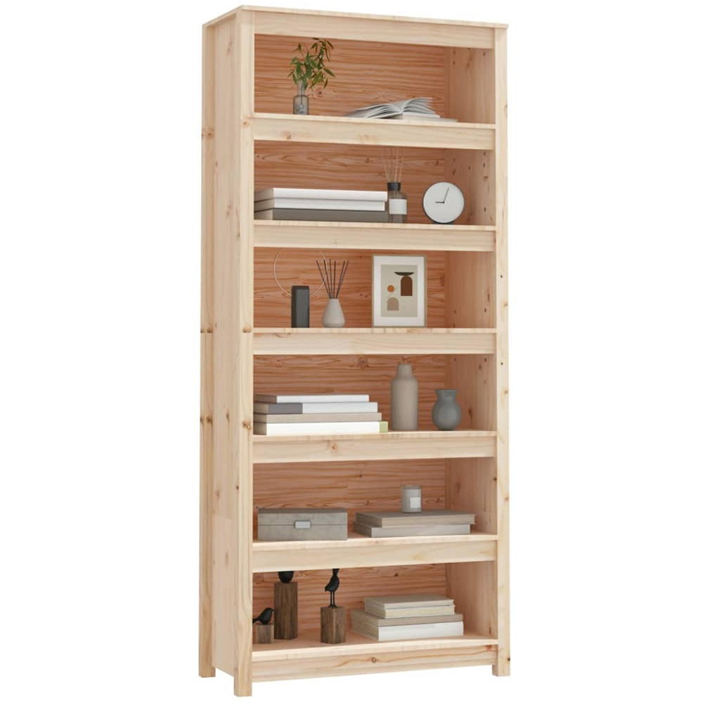 vidaXL 6 Shelf Natural Solid Pine Wood Bookcase Image 4