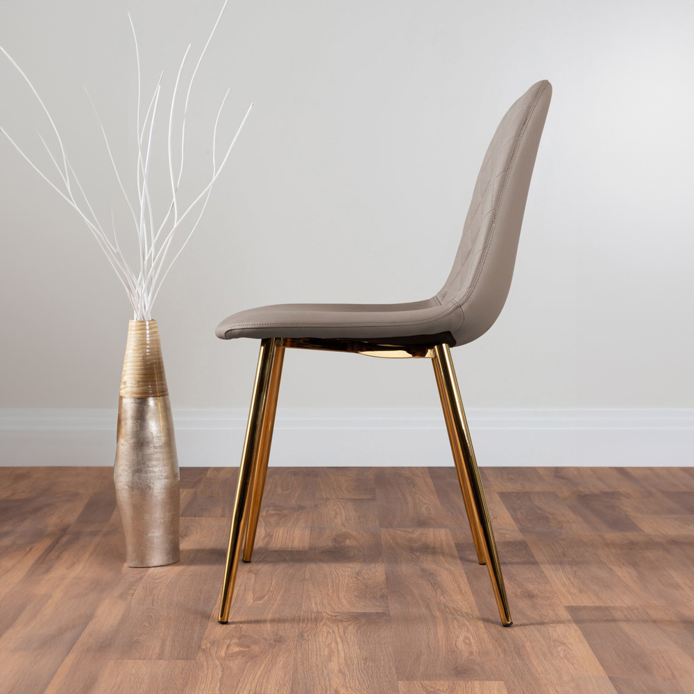 Furniturebox Molini Solara 6 Seater Dining Set White Gloss Cappuccino and Gold Image 4