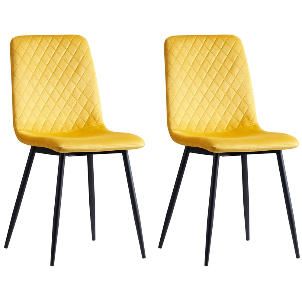 Lexi Set of 4 Yellow Velvet Fabric Dining Chairs Image 4
